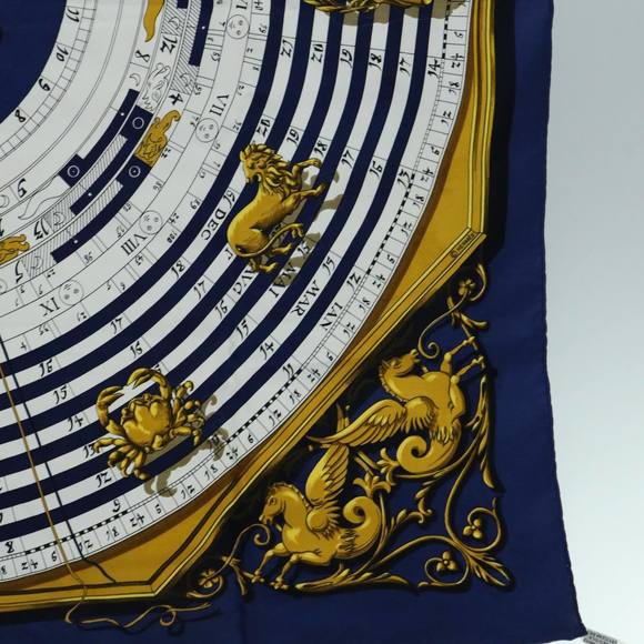 HERMES Carre 90 dies et hore Scarf Silk Blue Auth tb932 - Picture 10 of 13